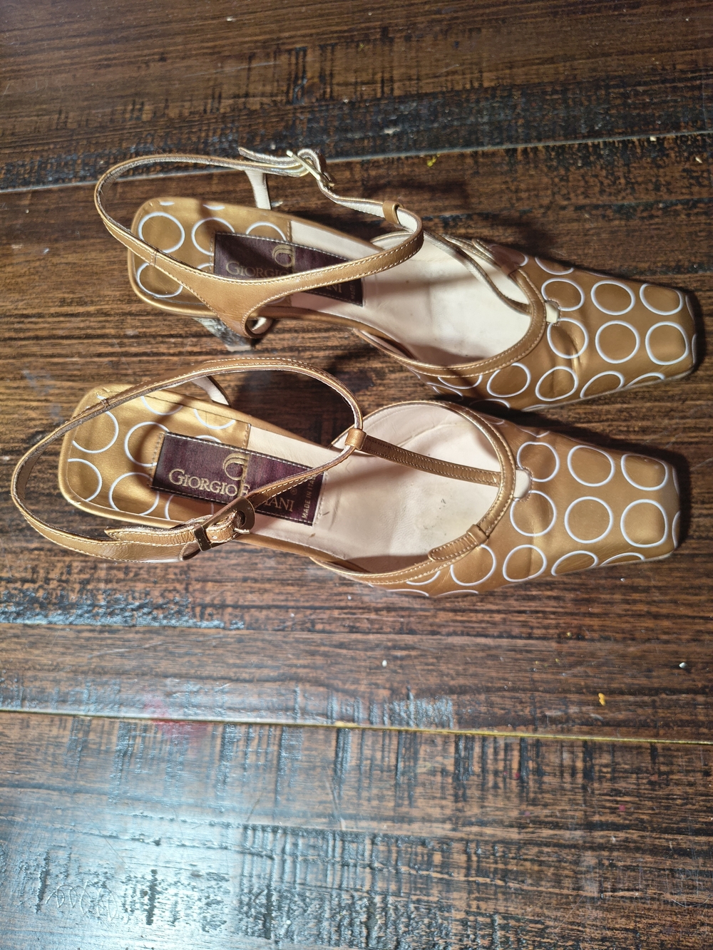 Giorgio Fabiani Women's Leather Tan Circle-Print Slingback Pumps
